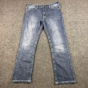 True Luck Mens Size 36x32 Straight Leg Jeans Blue Medium Wash TL16350002